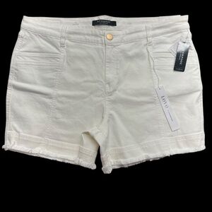 Liverpool Shorts Womens 18W White Bone High‎ Rise Frayed Hem Stretch Plus New